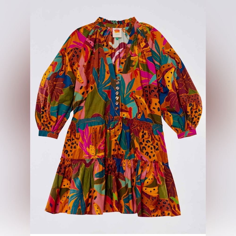 Farm Rio Leopards Jungle Mini Dress size XL